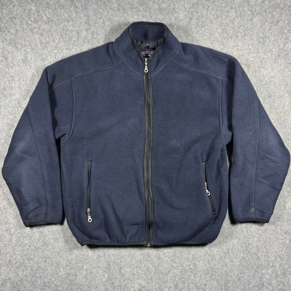 VTG Woolrich Mens Navy Blue Full Zip Fleece Jacket Mock Neck USA Made Medium